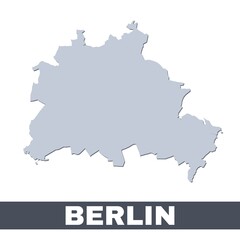 Naklejka premium Berlin outline map. Vector map of Berlin city area borders with shadow