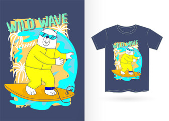 Surfing bear cartoon for t shirt