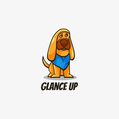 Vector Logo Illustration Glance Up Simple Mascot Style.