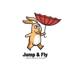 Vector Logo Illustration Jump & Fly Simple Mascot Style.