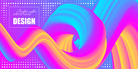 Colorful abstract background with futuristic gradient waves. Trendy illustration for business poster, web banner, landing page or cover