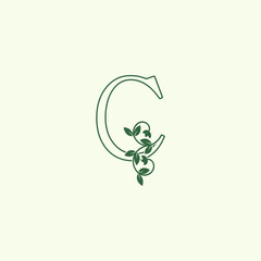 Nature C letter logo icon, antique ornate vector design Nature Floral Leaf Luxury concept for business.
