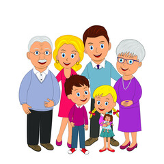 Happy big family togerther, illustration, vector