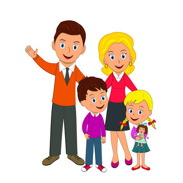  family on the white background, illustration, vector
