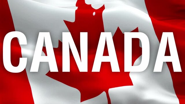 Canada flag waving in wind. Realistic Canadian Flag background. Red maple leaf flag Closeup 1080p HD video. Ottawa 1080p Full HD 1920X1080 footage video waving.Canada seamlessly looping footage video
