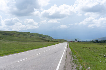 Auto road on the plain