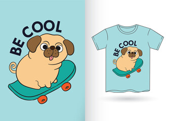 Cute dog cartoon for t shirt