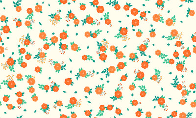 Seamless folk pattern in small wild flowers. Country style millefleurs. Floral meadow background for textile, wallpaper, pattern fills, covers, surface, print, gift wrap, scrapbooking, decoupage.