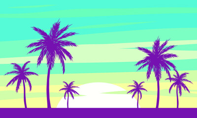Fototapeta na wymiar Palm trees on the beach | Los Angeles California Vector Graphic