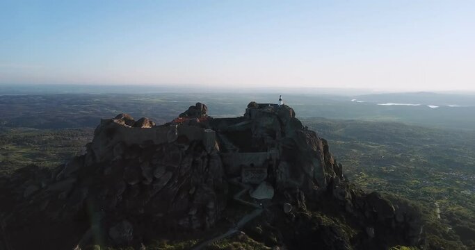 Aerial view of Monsanto Castle in Portugal
