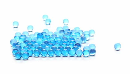 Blue translucent rubber balls isolated on white background