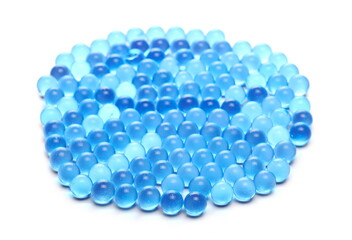 Blue translucent rubber balls isolated on white background