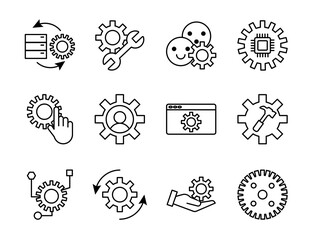 bundle of gears machine set icons