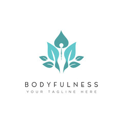 bodyfulness logo, negative space women on leaves vector