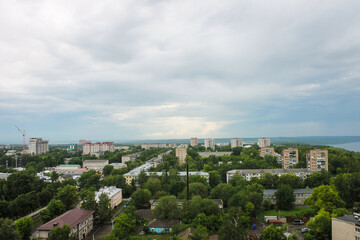 Fototapeta na wymiar View from the height of the 16th floor on the city of Ulyanovsk Russia