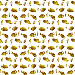 Gold Fish Seamless Pattern