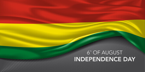 Bolivia independence day greeting card, banner with template text vector illustration