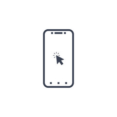 click button on screen smartphone. vector symbol in flat style