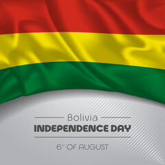 Bolivia happy independence day greeting card, banner vector illustration