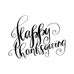 Happy Thanksgiving Phrase Isolated On A White Background Hand Drawn Illustration	