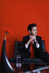 Businessman waiting to be interviewed