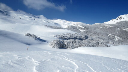 Fototapeta na wymiar winter panorama on the ridge of Pratospilla