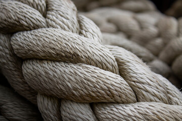 close up of a rope, ship background