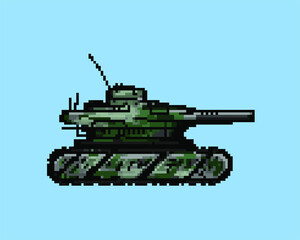 Illustration of heavy battle tank in pixel art style