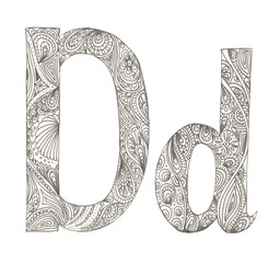 letter D uppercase and lowercase doodles