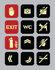 Military Style Orientation Pictogram Icon Set Sign