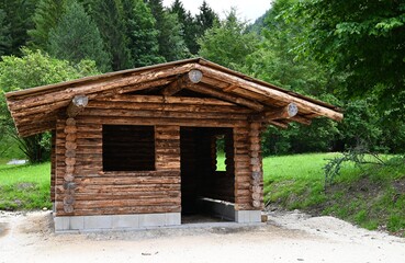 Fototapeta na wymiar Wooden hut in the forest of Germany.