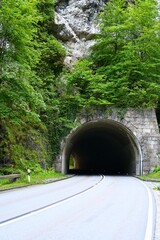 Road tunnel. Mountain tunnel in Germany. 