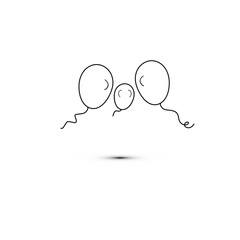 Simple flat style icon of beautiful three balloons for the feast of love on happy mothers day. Vector illustration.