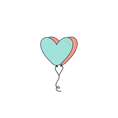 Simple flat style icon of beautiful two balloons in the form of hearts for the feast of love on Valentine's Day or March 8th. illustration.
