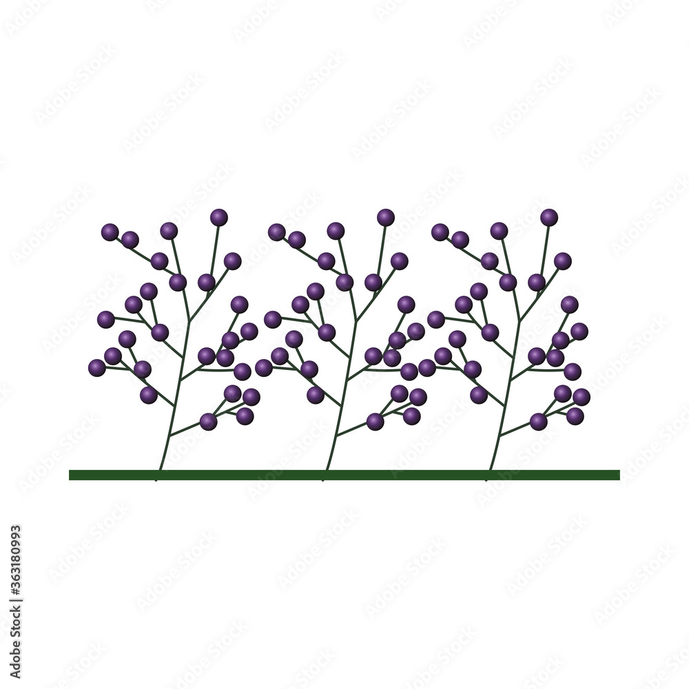 Sticker beautiful branch with purple flowers decorative icon