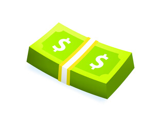 Realistic Cute Money Icon on White Background . Isolated Vector Illustration 