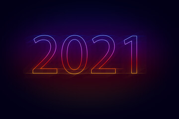 New year 2021 on black background.