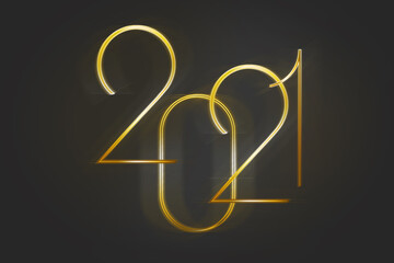 New year 2021 on black background.