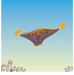 flying carpet, color vector illustration  