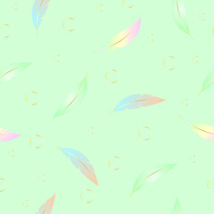 Fototapeta na wymiar Seamless pastel pattern with feathers