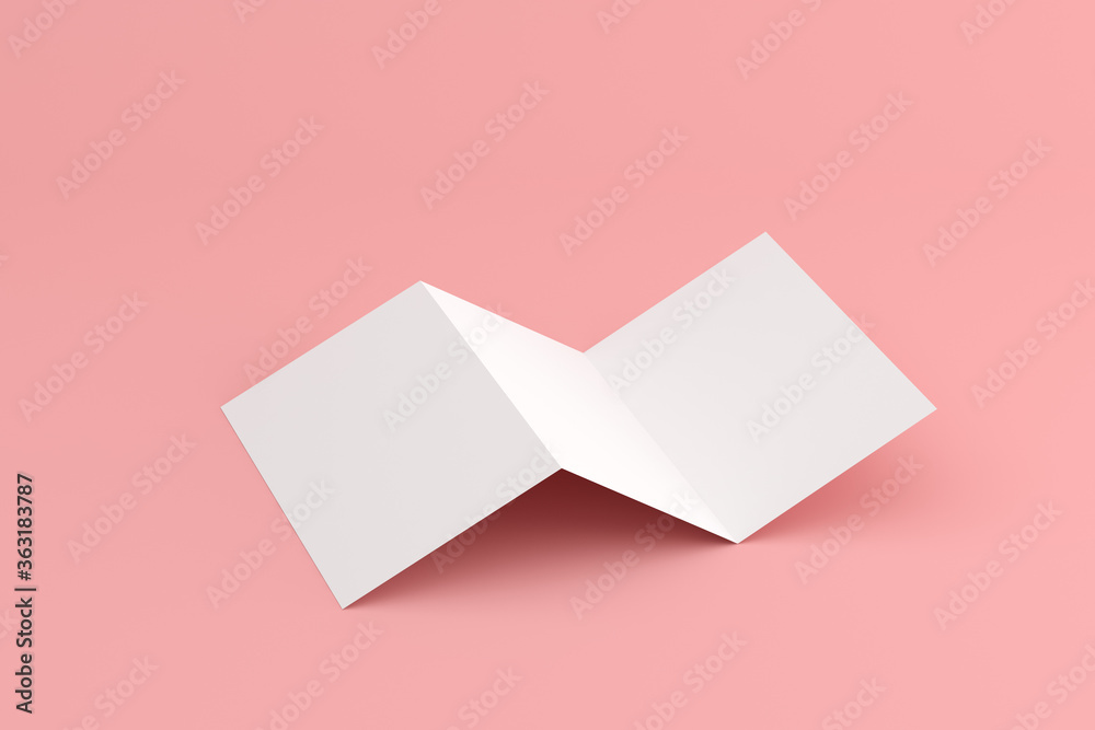 Aufkleber Mock up of blank square brochure on pink background. 3d render.