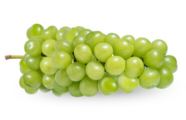 Fresh Green grape isolated on white. Shine Muscat Grape on white With clipping path.