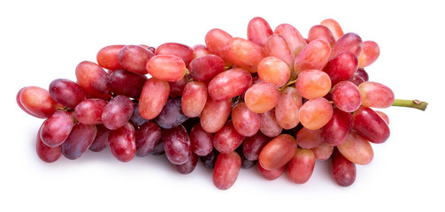 Red grape with leaves isolated on white, Bunch of fresh red juicy Australian grapes isolated on white