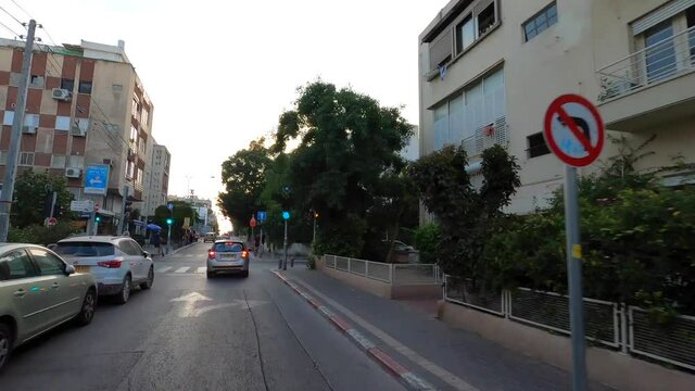 Time-lapse of traveling by car at Tel Aviv and Jaffa. Coastline Boardwalk and the beach. High-quality 4k footage. High-quality 4k footage