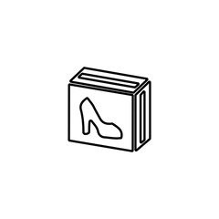 Elegant women's shoes on the box. Fashion shopping icon illustration.