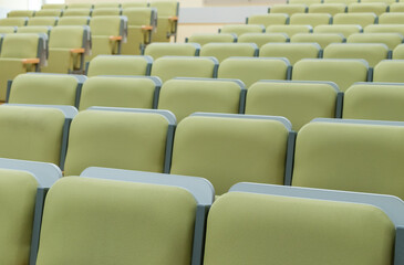 Lecture hall. Empty chairs.