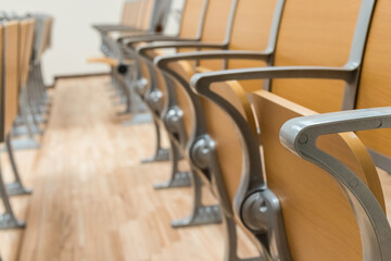Lecture hall. Empty chairs.