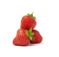 whole ripe red strawberries isolated on a white background