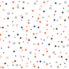 Seamless star pattern is orange and black. Halloween pattern.