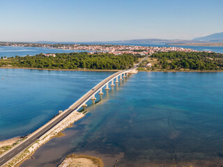 Aerial view of bridge to island Vir